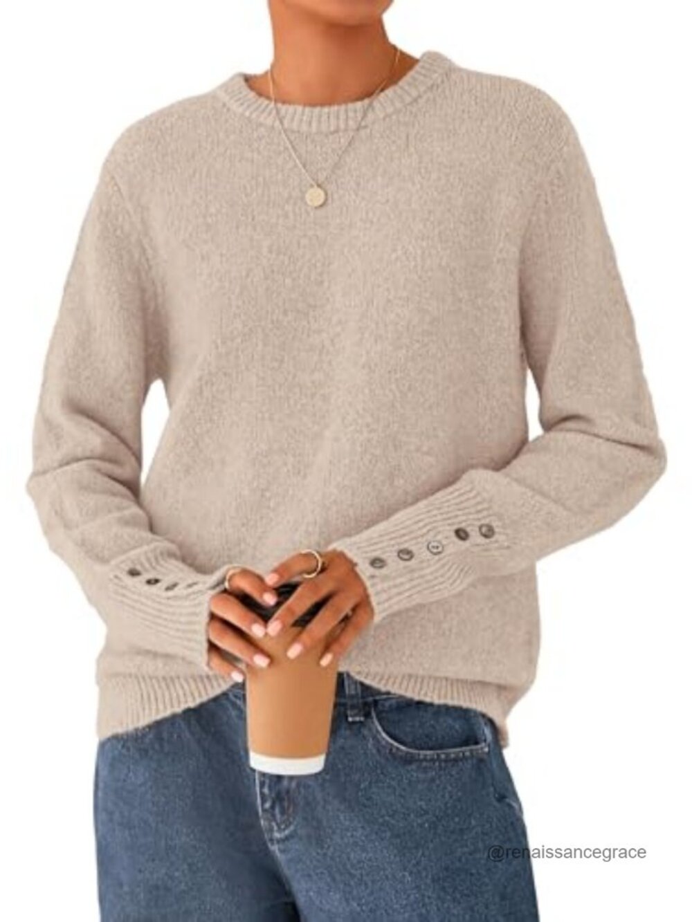 PRETTYGARDEN Women's Pullover Sweater Ribbed Knit Long Sleeve Button